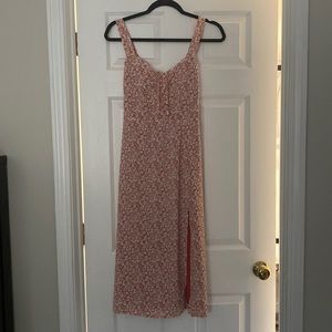 Abercrombie Red Floral Midi Dress with Slit
